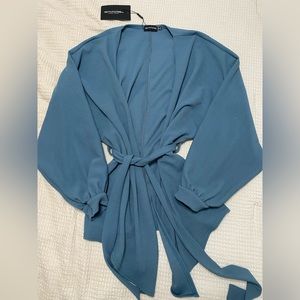 NWT Pretty Little Thing Belted Blazer with Oversized, Puffy Sleeves